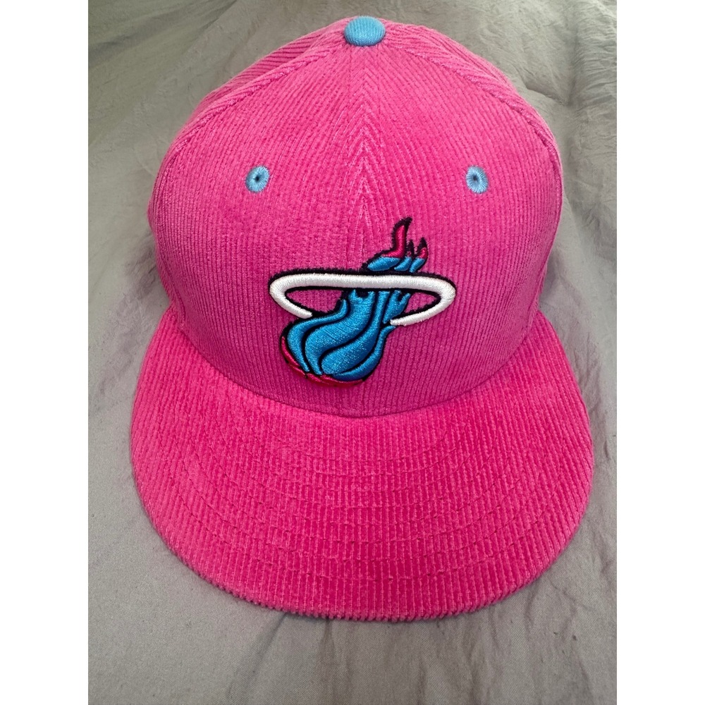 New Era Miami Heat snapback hat featuring a blue embroidered Vice City corduroy